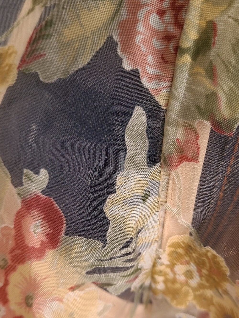 Peach Floral Print SHEER Polyester Top - Picture 9 of 10